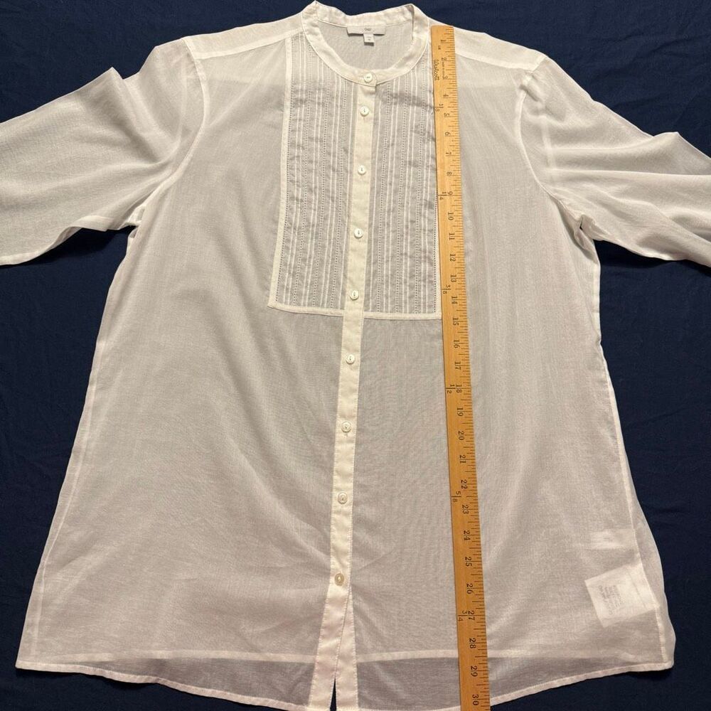 Gap Cotton Voile Pintuck Blouse | White Classic Button Front Shirt | XL - Picture 7 of 14